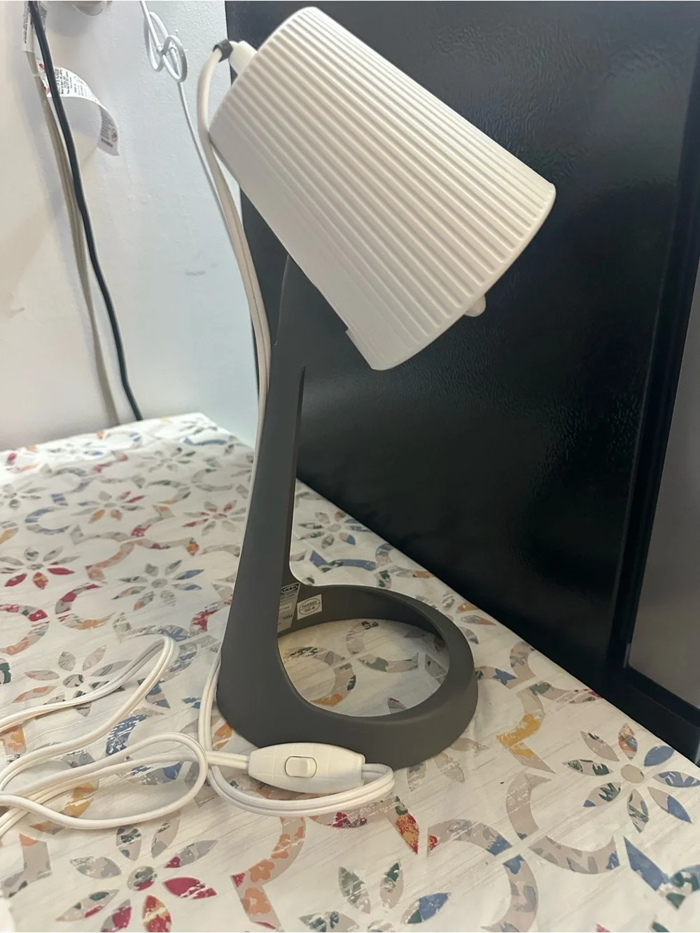 IKEA White and Dark Gray Table Lamp